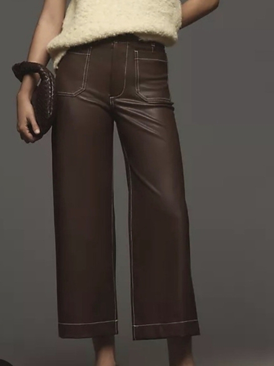Maeve Pants - NWT Anthropology Meave Colette High-Rise Wide-Leg Faux Leather Pants - Brown